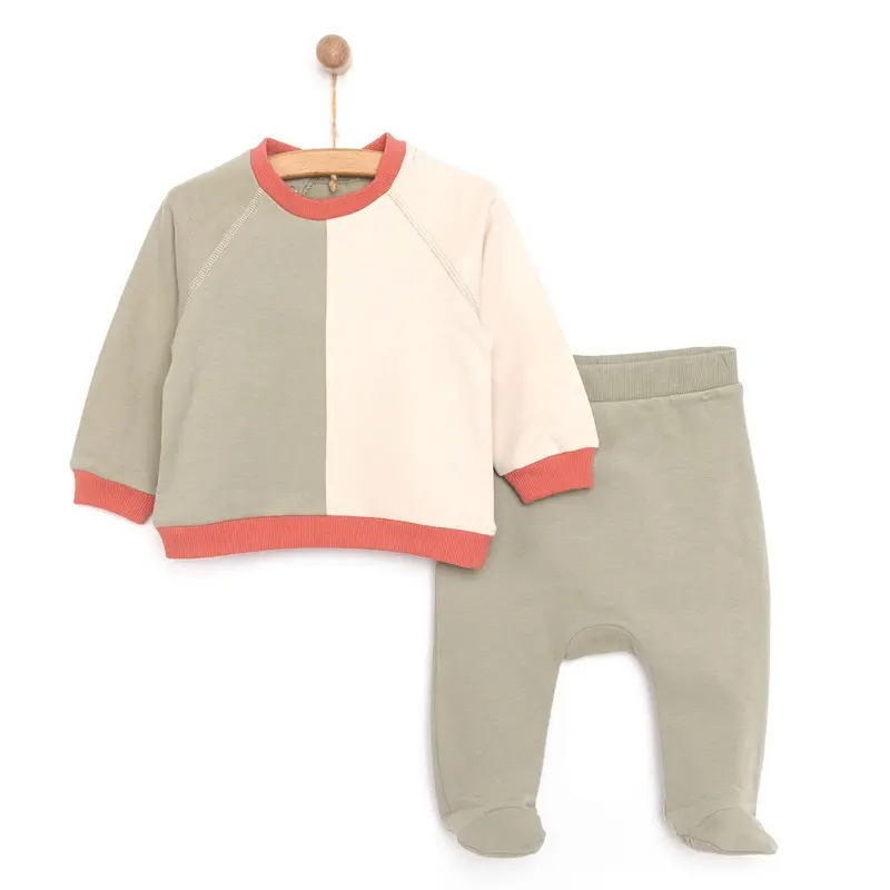 Hellobaby Newborn Colour Block Sweatshirt - Green 1