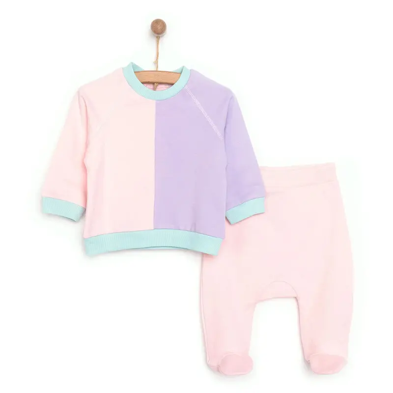 Hellobaby Newborn Colour Block Sweatshirt - Light Pink 1