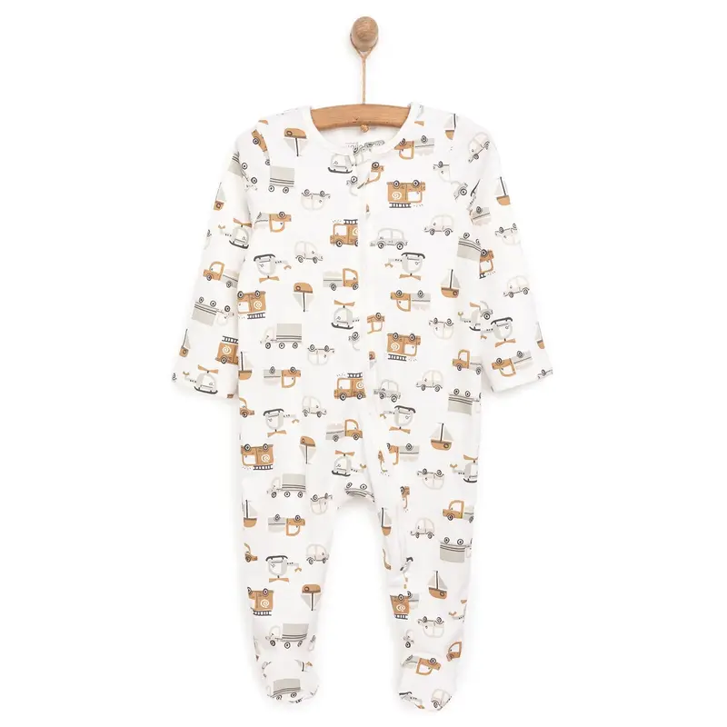 Hellobaby Newborn Footed Romper B - Ecru 1