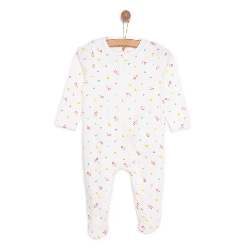 Hellobaby Newborn Girl Footed Jumpsuit - Ecru 1