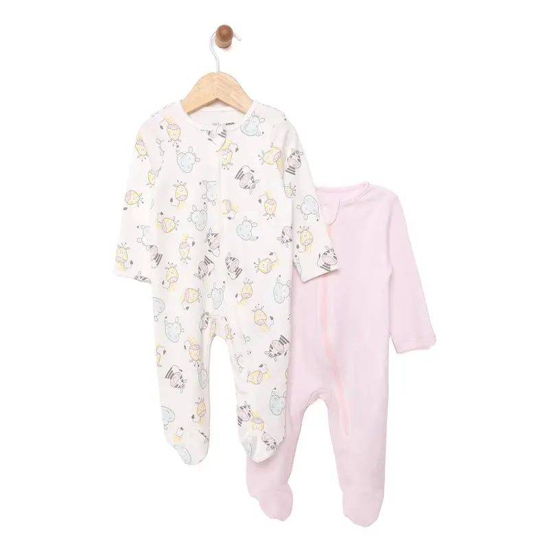 Hellobaby Newborn Girl Footed Jumpsuit - Ecru 1