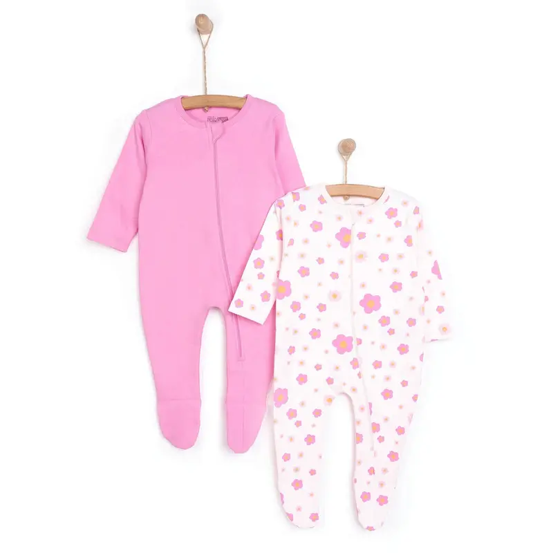 Hellobaby Newborn Girl Footed Jumpsuit - Pink 1