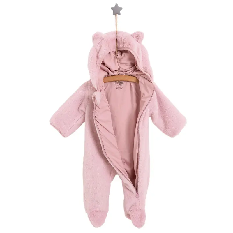 Hellobaby Newborn Girl Plush Footed Jumpsuit - Pink 3