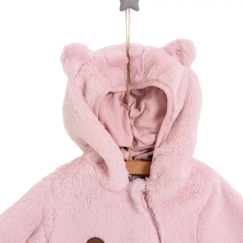 Hellobaby Newborn Girl Plush Footed Jumpsuit - Pink 4