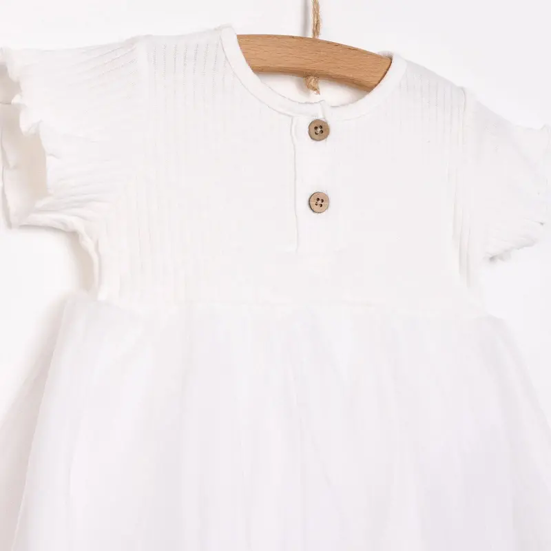Hellobaby Newborn Girl Tulle Dress - Ecru 3