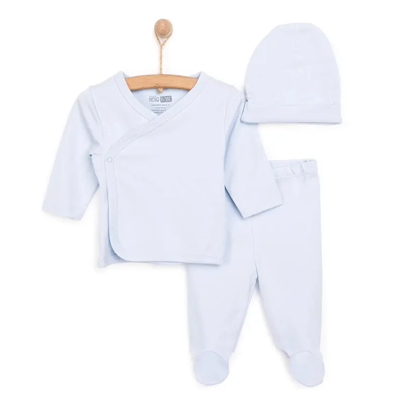 Hellobaby Newborn Organic Wrapover Top-Hat - Blue 1