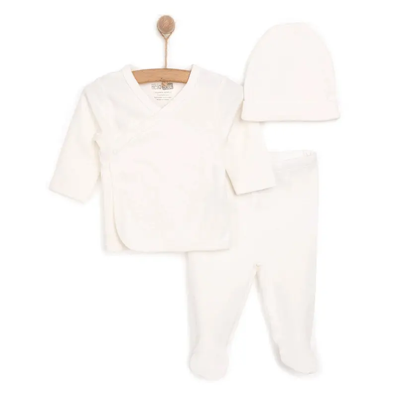 Hellobaby Newborn Organic Wrapover Top-Hat - Ecru 1