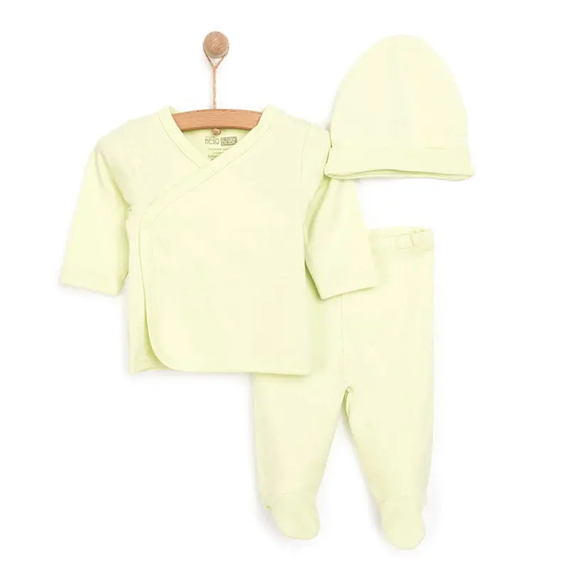 Hellobaby Newborn Organic Wrapover Top-Hat - Green 1