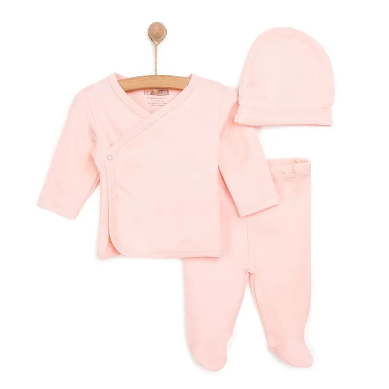 Hellobaby Newborn Organic Wrapover Top-Hat - Light Pink 1