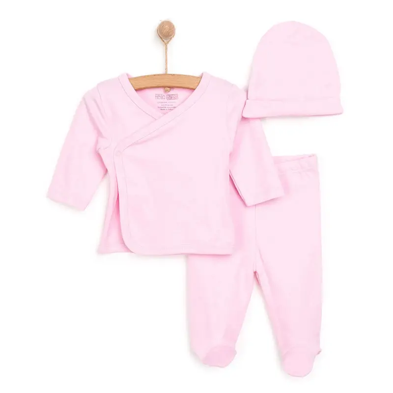 Hellobaby Newborn Organic Wrapover Top-Hat - Pink 1