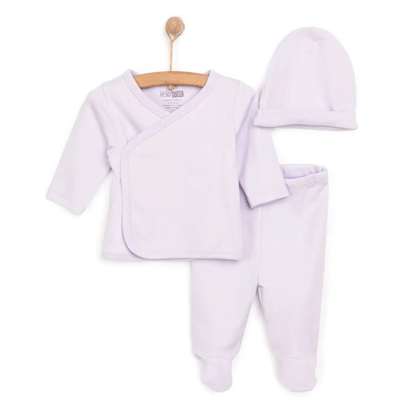 Hellobaby Newborn Organic Wrapover Top-Hat - Purple 1