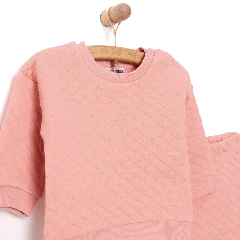 Hellobaby Newborn Quilted Sweatshirt-Footed Bottom - Dark Pink 3