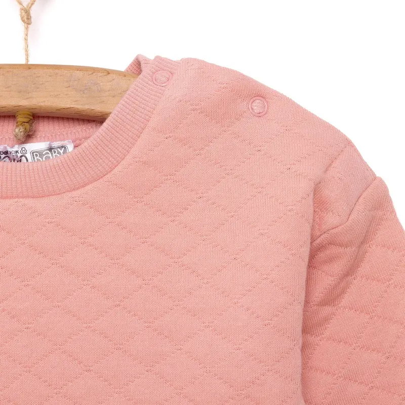 Hellobaby Newborn Quilted Sweatshirt-Footed Bottom - Dark Pink 4