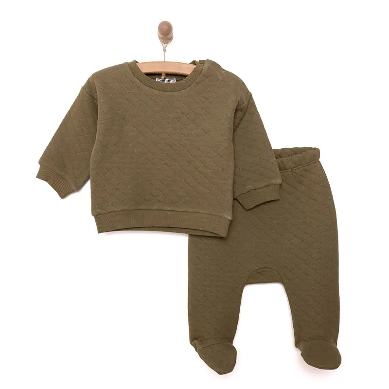 Hellobaby Newborn Quilted Sweatshirt-Footed Bottom - Green 1