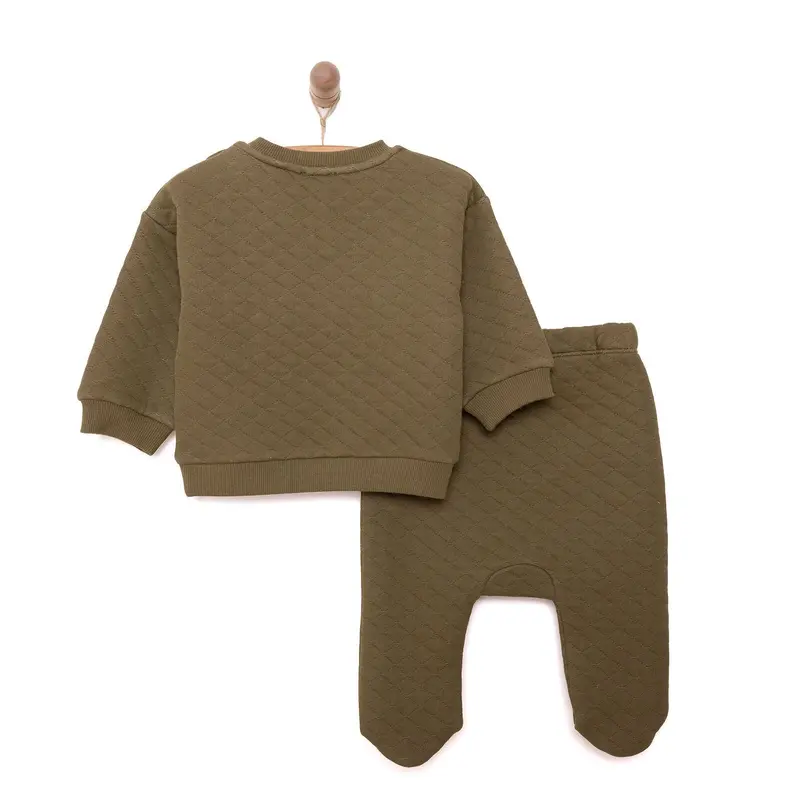 Hellobaby Newborn Quilted Sweatshirt-Footed Bottom - Green 2