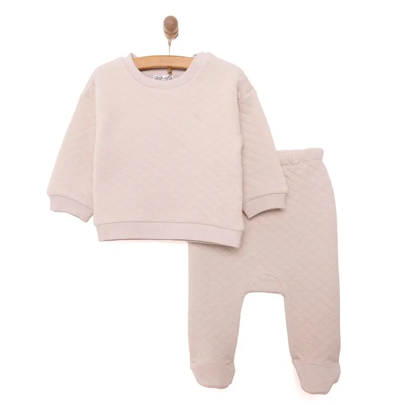 Hellobaby Newborn Quilted Sweatshirt-Footed Bottom - Grey 1