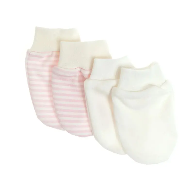 Hellobaby Newborn Striped-Straight Mittens - Pink 2