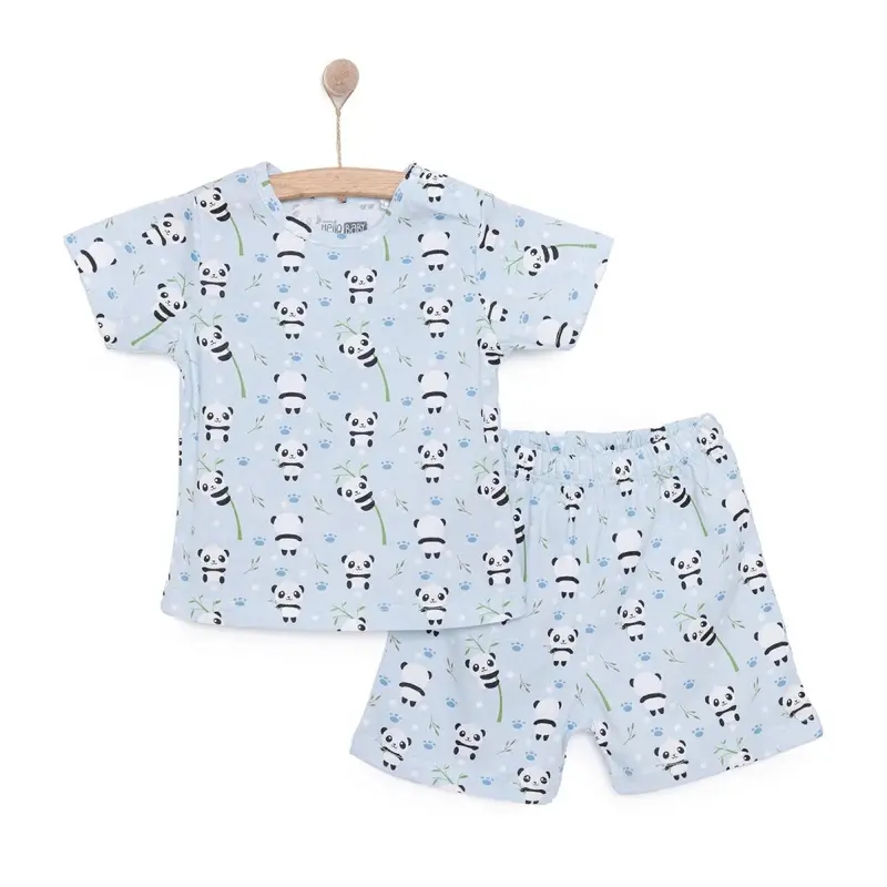 Hellobaby Newborn T-Shirt Shorts - Blue Printed 1