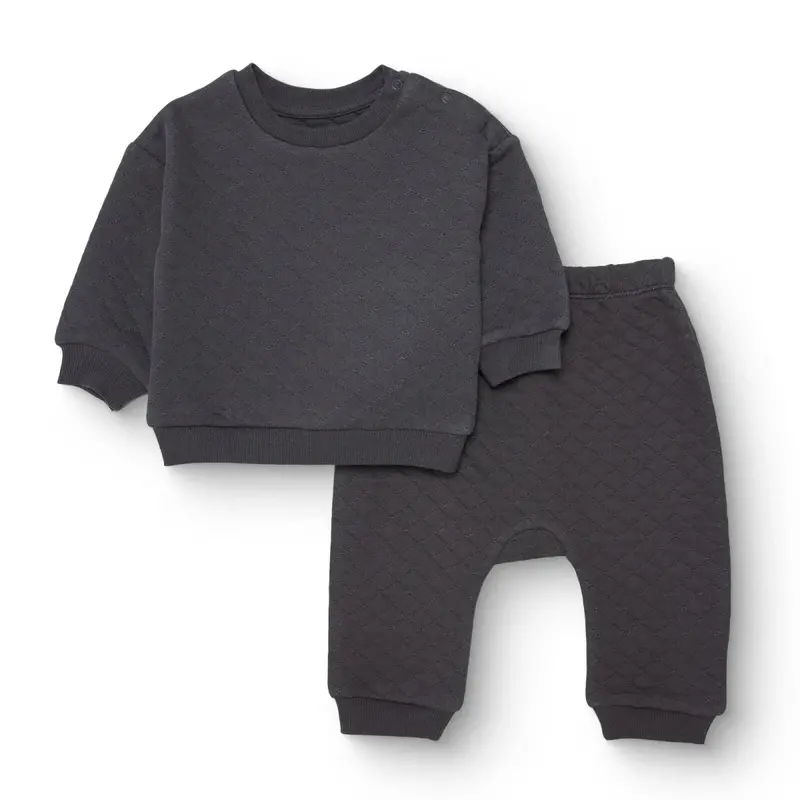 Hellobaby Unisex Sweatshirt- Bottom With Poppers Crew Neck Long Leg Long Sleeve - Anthracite 1