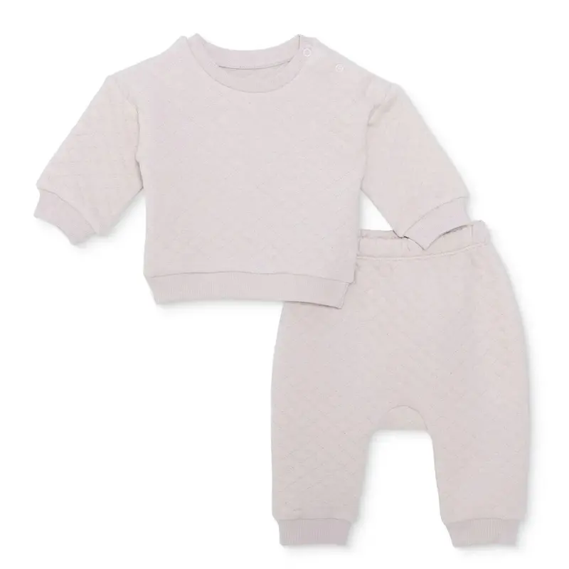 Hellobaby Unisex Sweatshirt- Bottom With Poppers Crew Neck Long Leg Long Sleeve - Beige 1