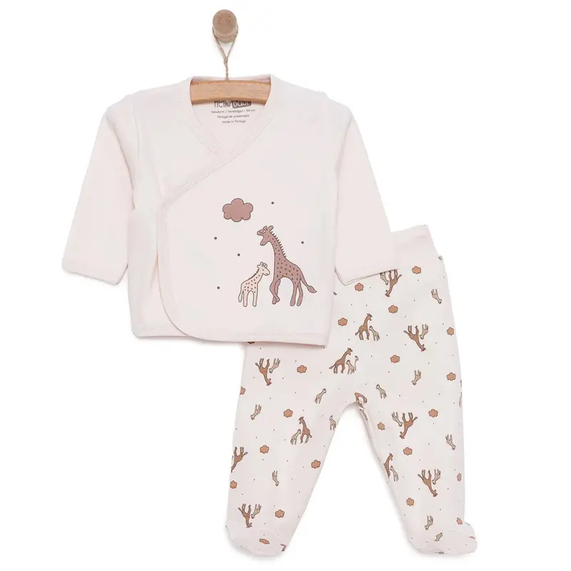 Hellobaby Unisex Wrapover Top-Footed Bottom - Beige 1