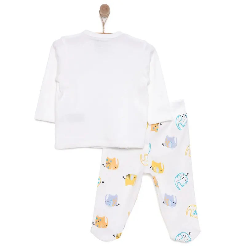 Hellobaby Unisex Wrapover Top-Footed Bottom - Ecru 2