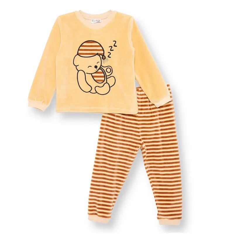 Hellobaby Velvet Pyjama Set - Light Brown 1
