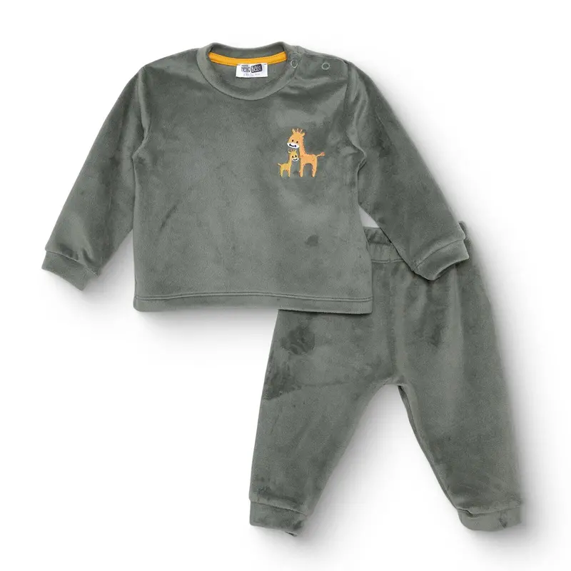 Hellobaby Velvet Pyjamas Set - Green 1