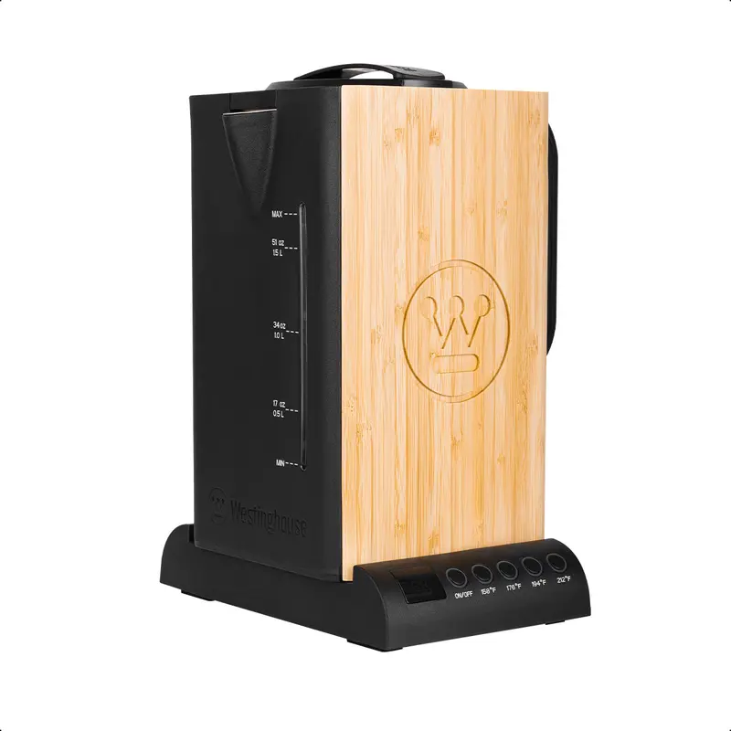Hervidor Eléctrico De Bambú 1.7L Con Control De Temperatura Led Westinghouse 1