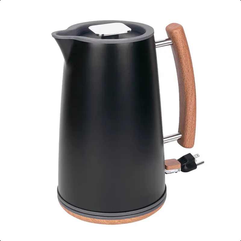 Hervidor Electrico Inalambrico Negro Con Madera 1