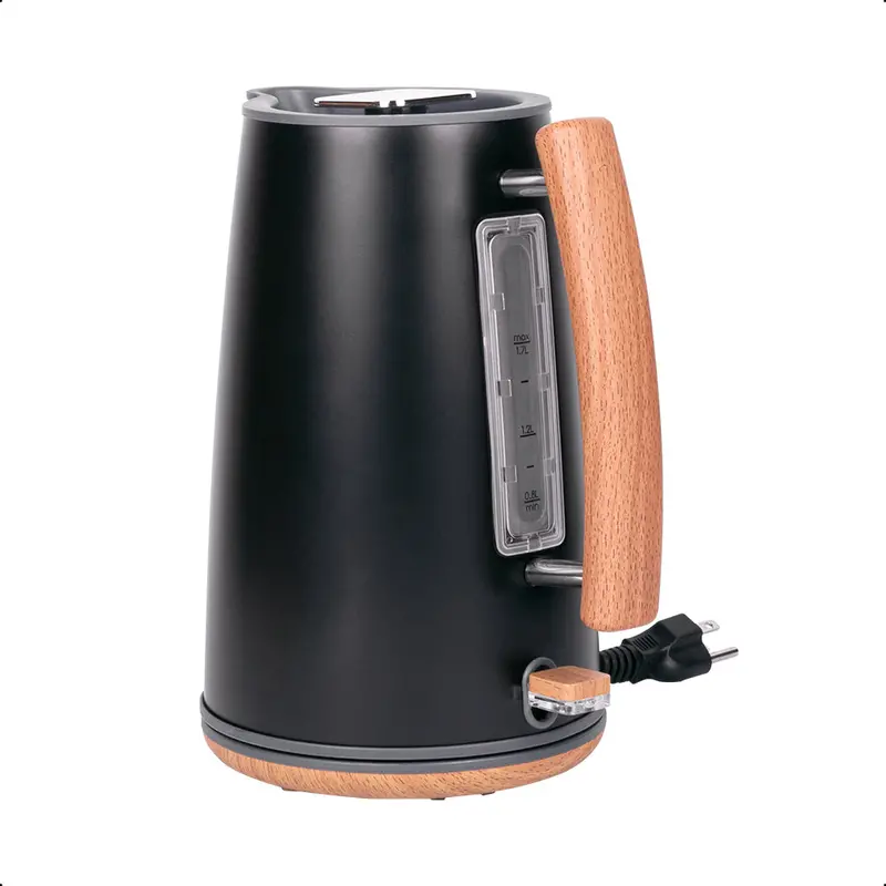 Hervidor Electrico Inalambrico Negro Con Madera 2
