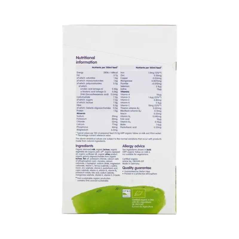 Hipp Organic 2 Follow On Milk Formula 6+ Months 800G 2