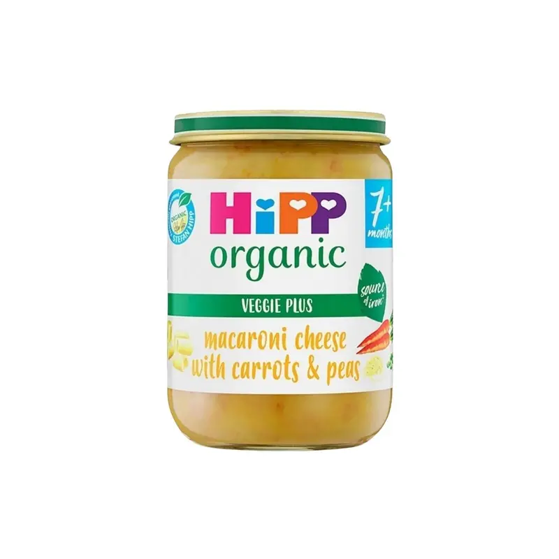 Hipp Organic Macaroni Cheese With Carrots & Peas Baby Food Jar 7+ Months 190G 1