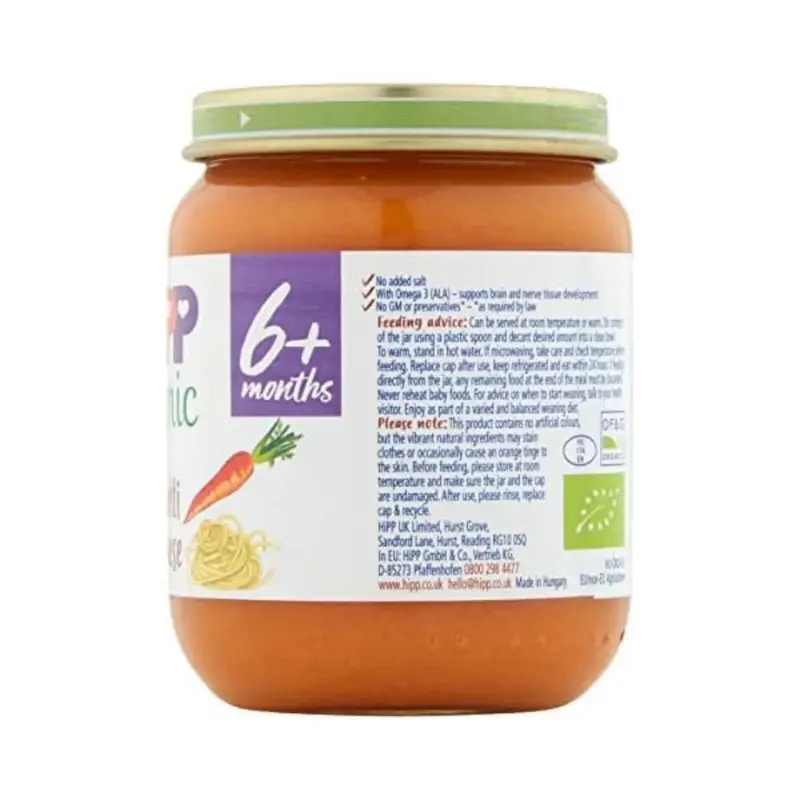 Hipp Organic Spaghetti Bolognese Baby Food Jar 6+ Months 125G 2