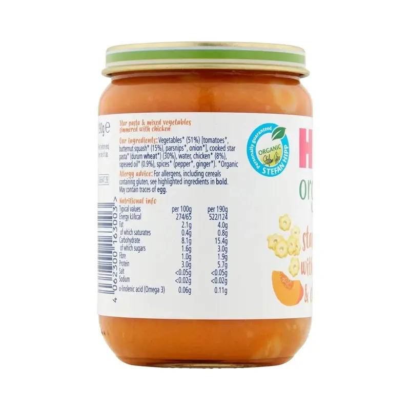 Hipp Organic Star Pasta With Squash & Chicken Baby Food Jar 7+ Months 190G 2
