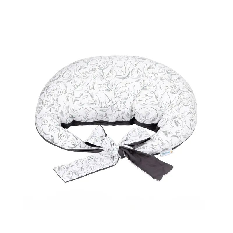 Hippychick Feeding Pillow - Animal Friends Grey 1