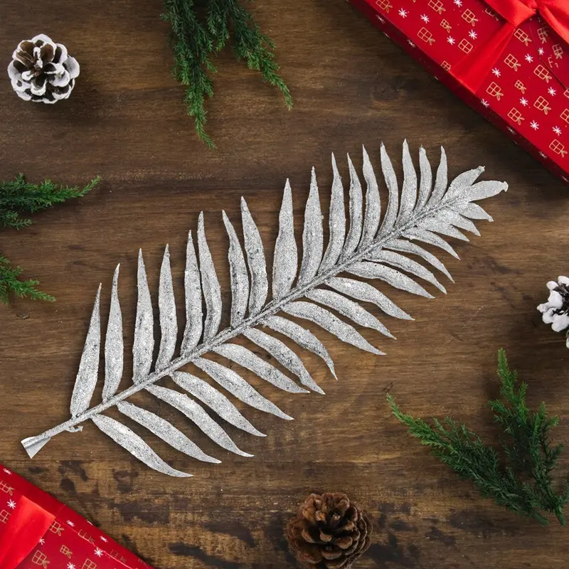 Hoja Decorativa, Glitter, Color Plateado, 80 Cm 1