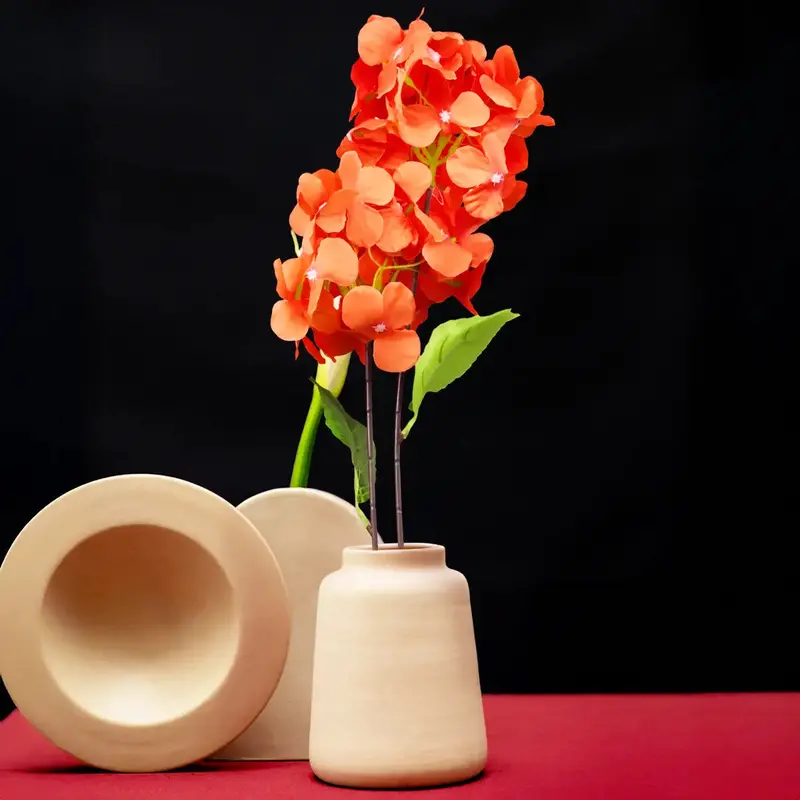 Hortensia, 2 Flores Artificiales, Color Naranja 2