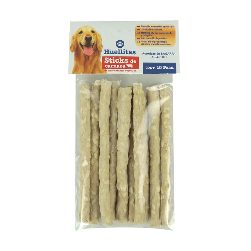 Huellitas Sticks De Carnaza 10 Piezas 1