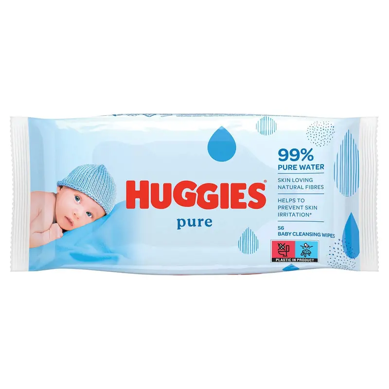 Huggies Baby Wipes Pure 99% Water 56 Pcs 1