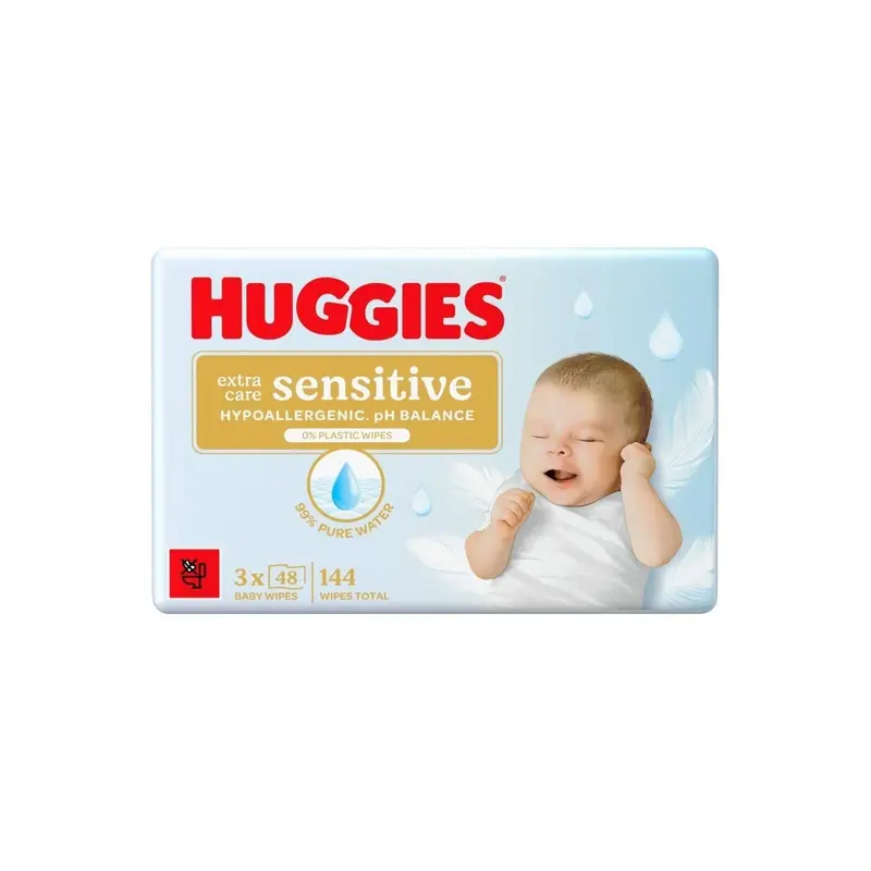 Huggies Pure Extra Sensitive Plastic Free Baby Wipes 3X48 Pcs 1
