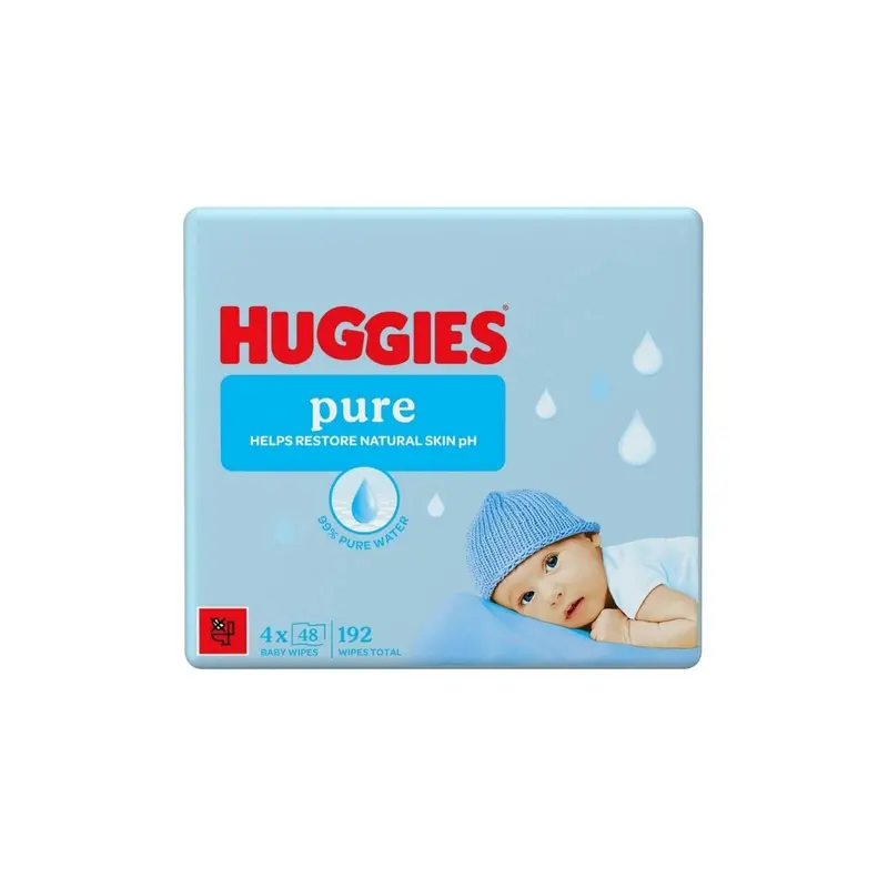 Huggies Pure Plastic Free Baby Wipes 4X48 Pcs 1