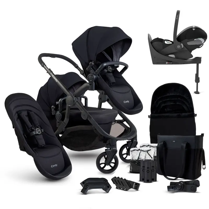 Icandy Orange 4 Double Cybex Travel System In Black Edition 1