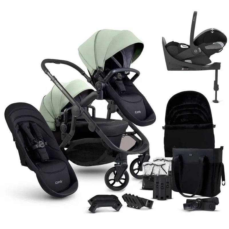 Icandy Orange 4 Double Cybex Travel System In Pistachio 1