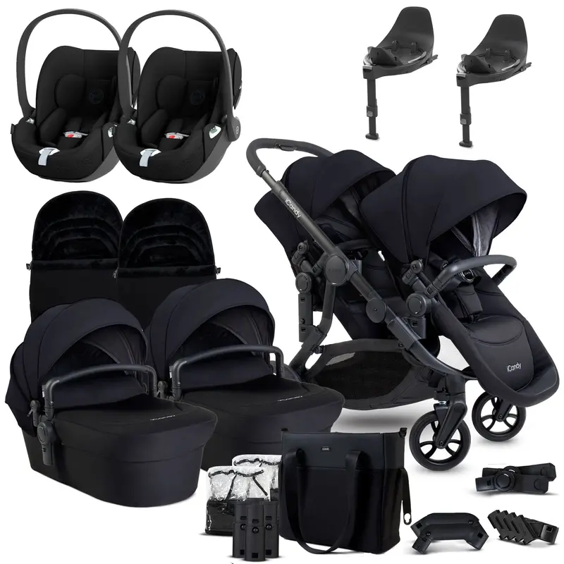 Icandy Orange 4 Twin Cybex Travel System In Black Edition 1
