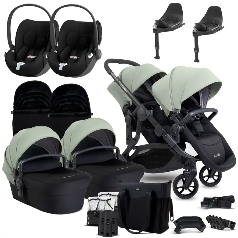 Icandy Orange 4 Twin Cybex Travel System In Pistachio 1