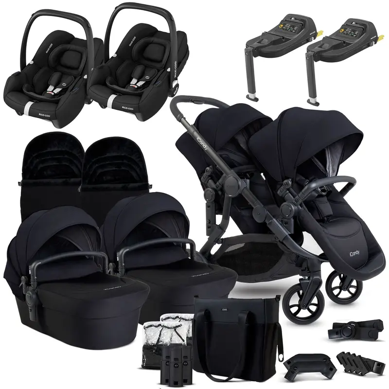 Icandy Orange 4 Twin Maxi-Cosi Travel System In Black Edition 1