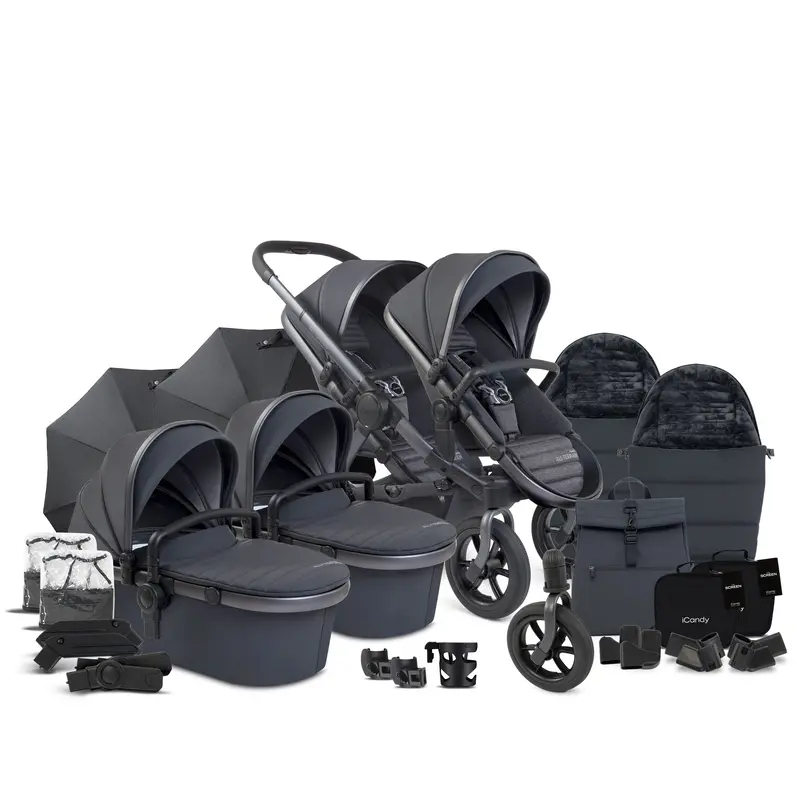 Icandy Peach 7 All Terrain Complete Twin Bundle In Storm 1