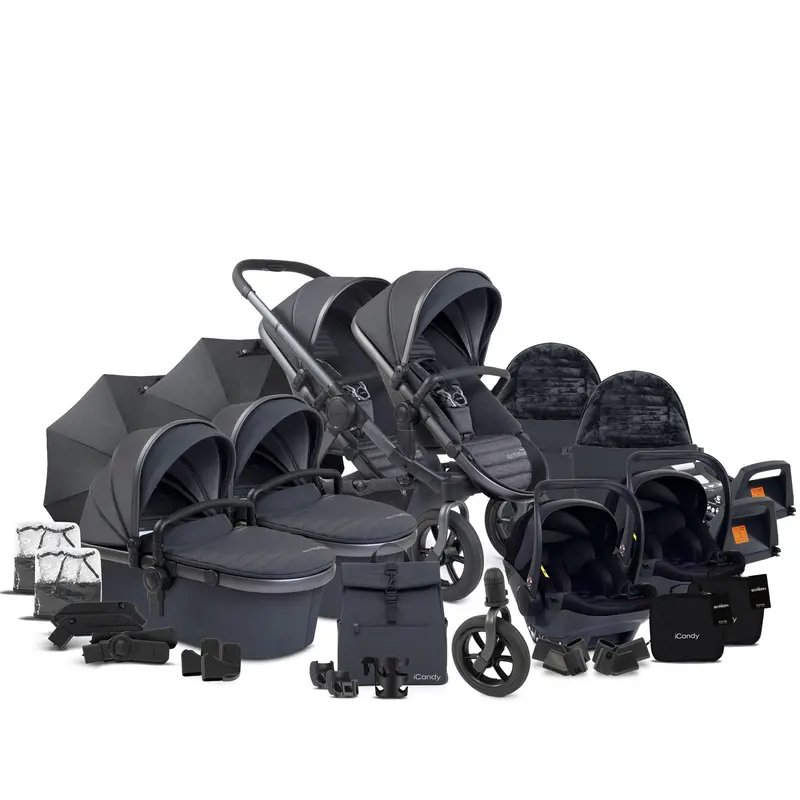 Icandy Peach 7 All Terrain Complete Twin Cocoon Bundle In Storm 1