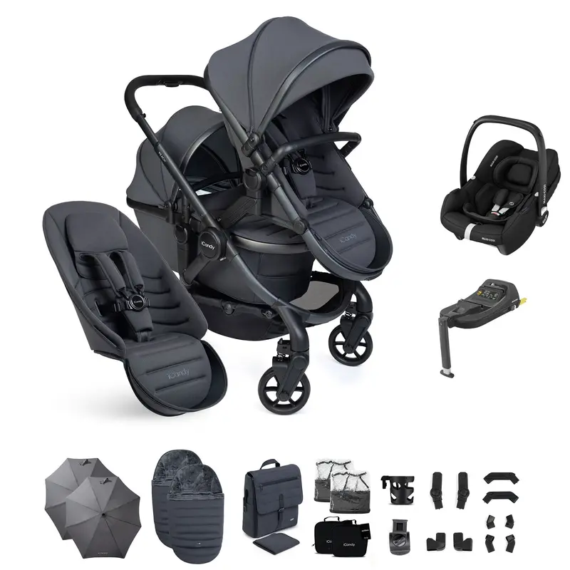 Icandy Peach 8 Double Complete Maxi-Cosi Bundle In Grey 1